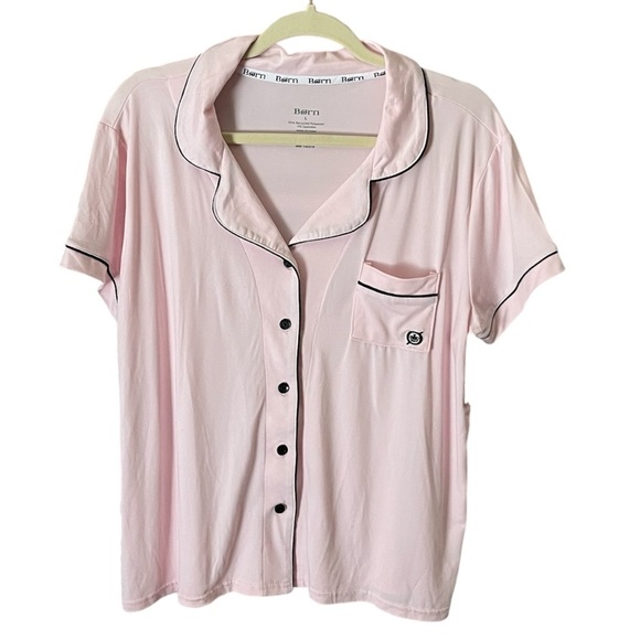 Born Pink Black Trim Size Large 2 Piece Pajama Short Sleeve Pants Set - Picture 3 of 9